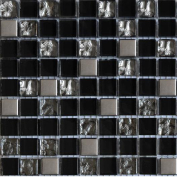 Grand Kerama Мозаика 912 микс черный-платина рифлена - платина 30х30