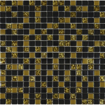 Grand Kerama Мозаика 913 черный-золото рифленое-золото 30x30