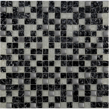 Grand Kerama Мозаика 503 микс черный колотый - белый  колотый - платина 30х30