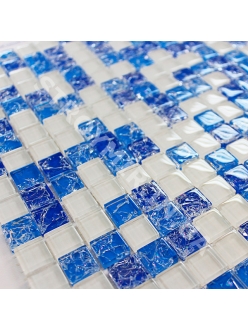 Grand Kerama Мозаика 450 микс белый-синий колотый-голубой колотый 30х30