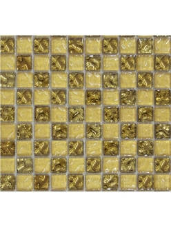 Grand Kerama Мозаика 443 шахматка рельефное золото-золотой песок 30х30