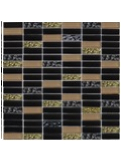 Grand Kerama Мозаика 1084 микс черный-черный рифл.-беж., 300x300