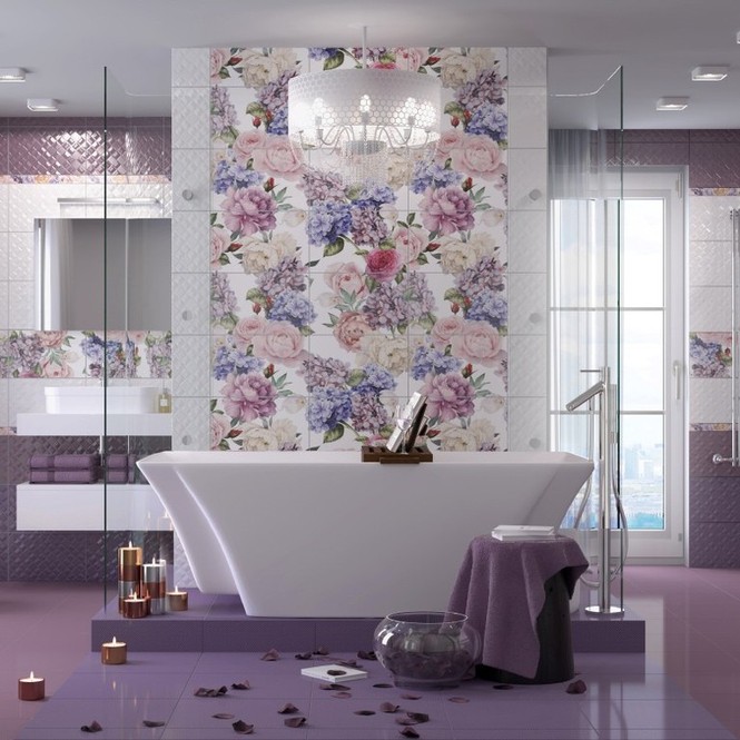 плитка с цветами в ванной